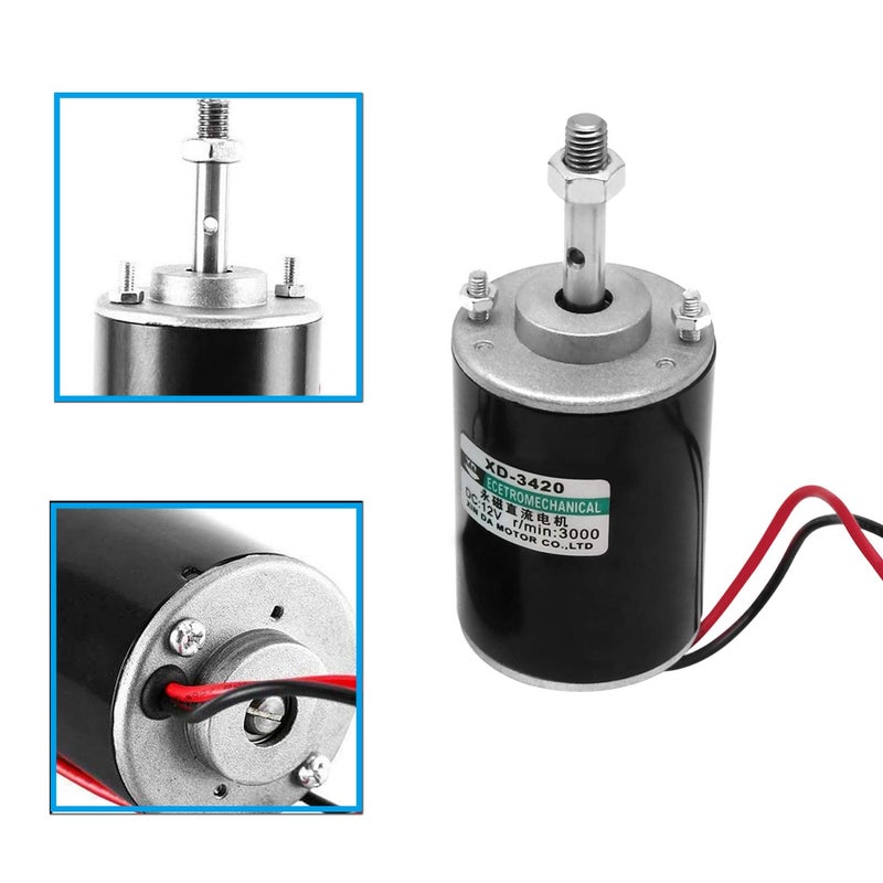 Together-life 12V 30W Permanent Magnet DC Motor, 3000RPM High Speed CW/CCW Electric Gear Motor for DIY Generator and 12V-40V 10A PWM DC Motor Speed Controller Fan Controller with Knob-High Efficiency - Image 3